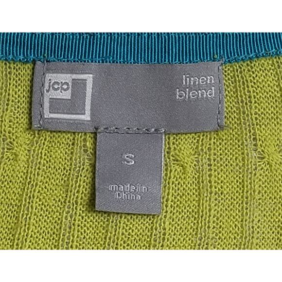 JCP Lime Green V Neck Button Up Cardigan Sweater Small Lightweight Soft - Picture 3 of 6